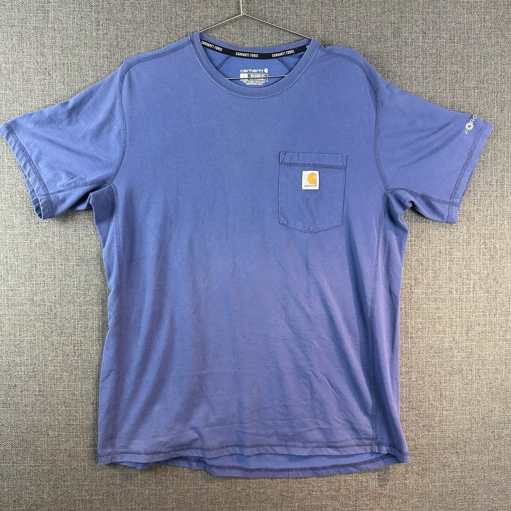 Carhartt Force Relaxed Fit Pocket T-Shirt Mens Large‎ Short Sleeve Blue